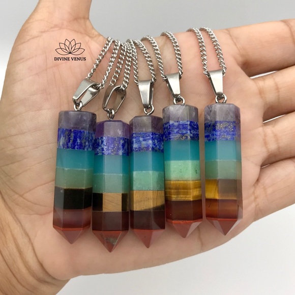 7 Chakra Pendulum Necklace - Picture 6 of 12